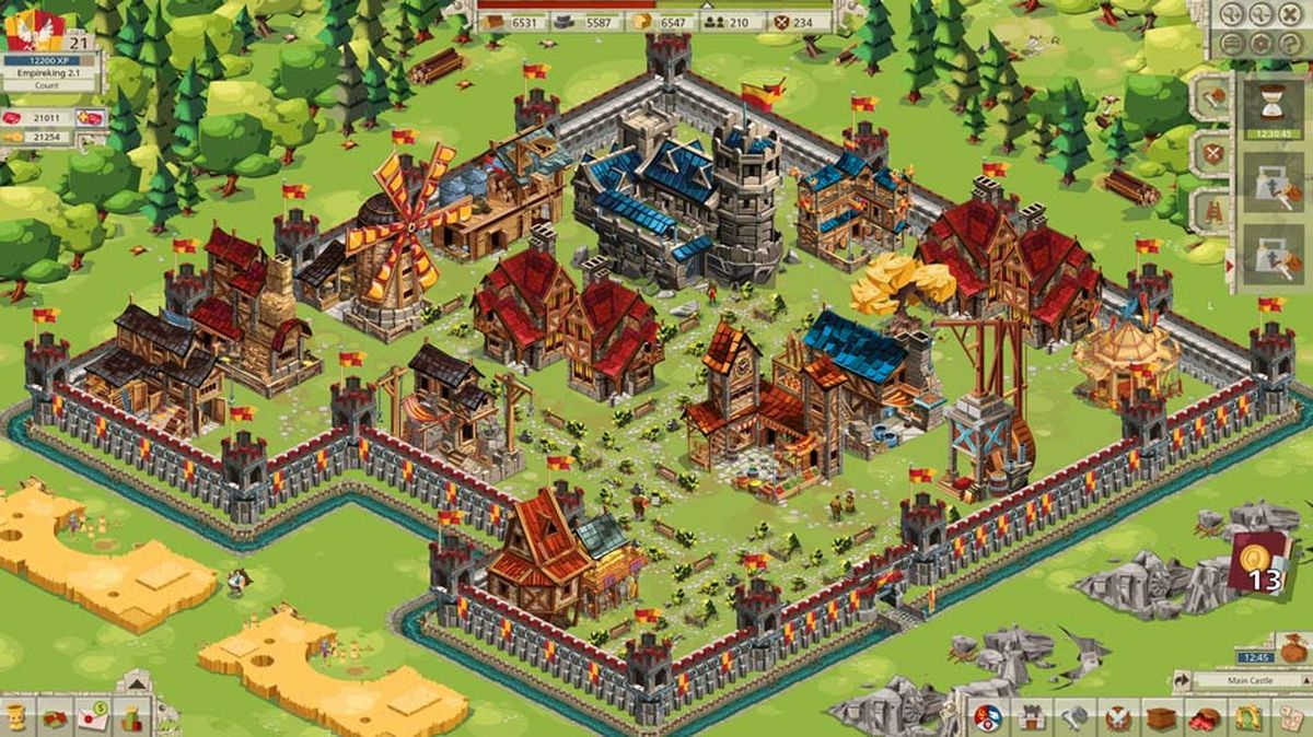 Goodgame Empire screenshot of a walled castle with towers and a keep